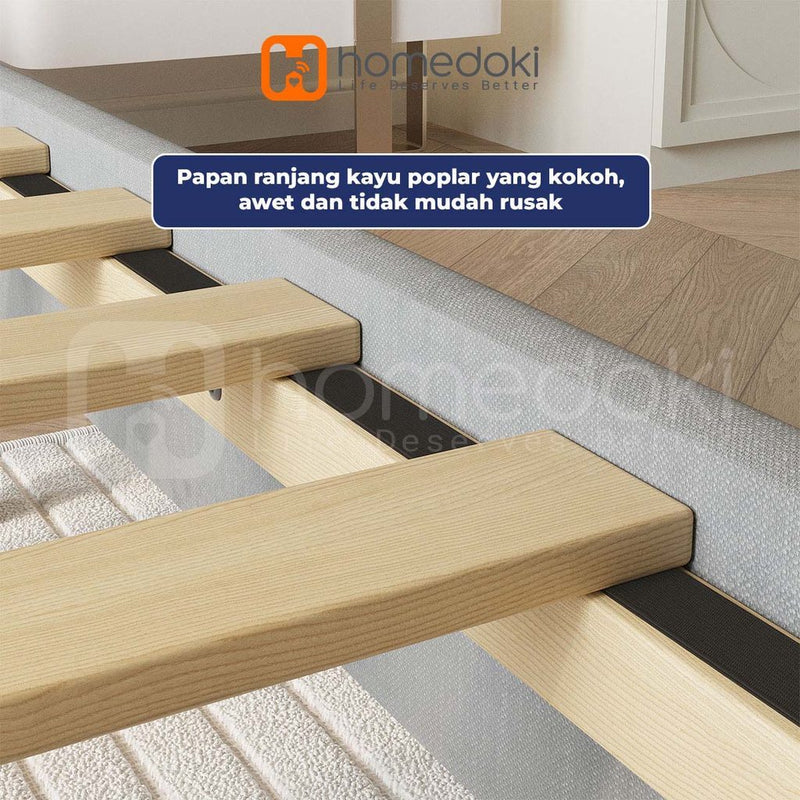 Homedoki Luna Series Soft-padded backbed / Minimalis Dipan Mudah Dipasang / Rak tidur kayu