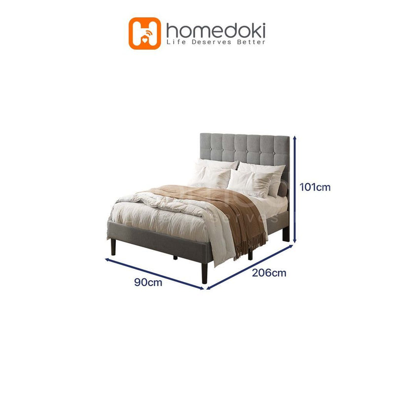 Homedoki Luna Series Soft-padded backbed / Minimalis Dipan Mudah Dipasang / Rak tidur kayu