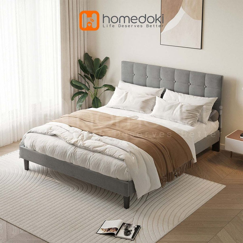 Homedoki Luna Series Soft-padded backbed / Minimalis Dipan Mudah Dipasang / Rak tidur kayu