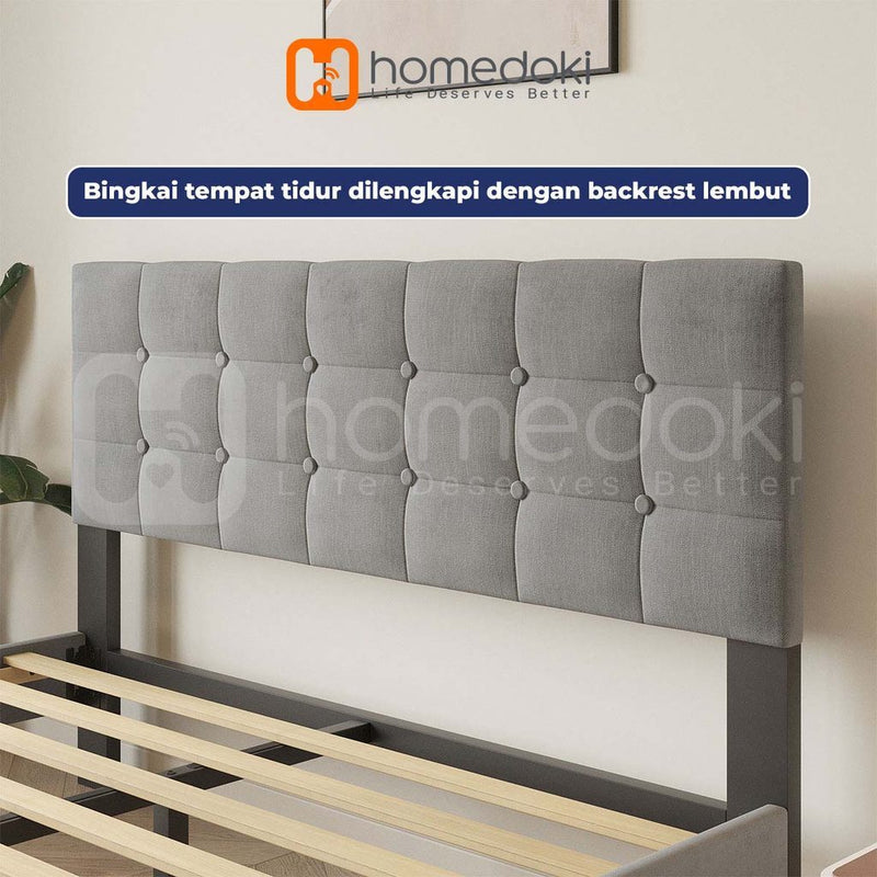 Homedoki Luna Series Soft-padded backbed / Minimalis Dipan Mudah Dipasang / Rak tidur kayu