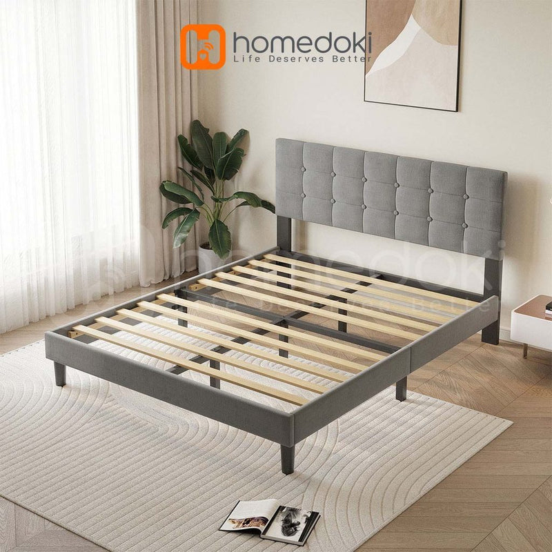 Homedoki Luna Series Soft-padded backbed / Minimalis Dipan Mudah Dipasang / Rak tidur kayu