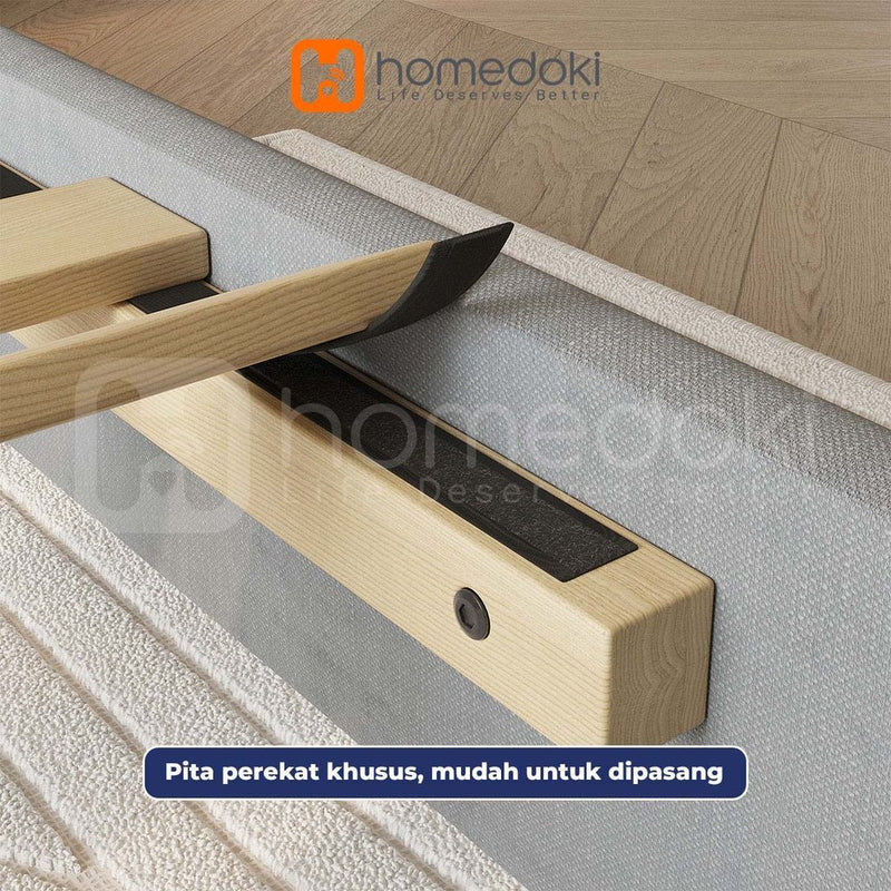 Homedoki Luna Series Soft-padded backbed / Minimalis Dipan Mudah Dipasang / Rak tidur kayu