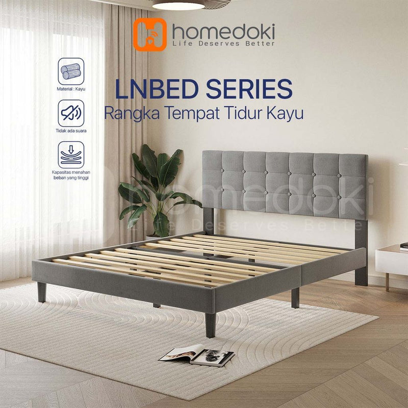 Homedoki Luna Series Soft-padded backbed / Minimalis Dipan Mudah Dipasang / Rak tidur kayu