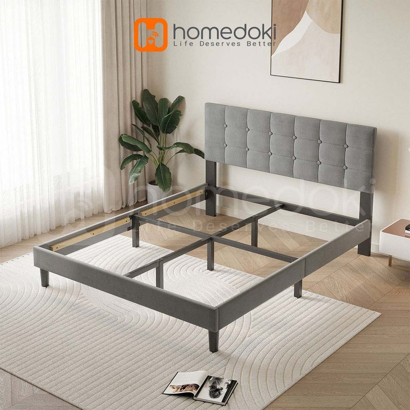 Homedoki Luna Series Soft-padded backbed / Minimalis Dipan Mudah Dipasang / Rak tidur kayu
