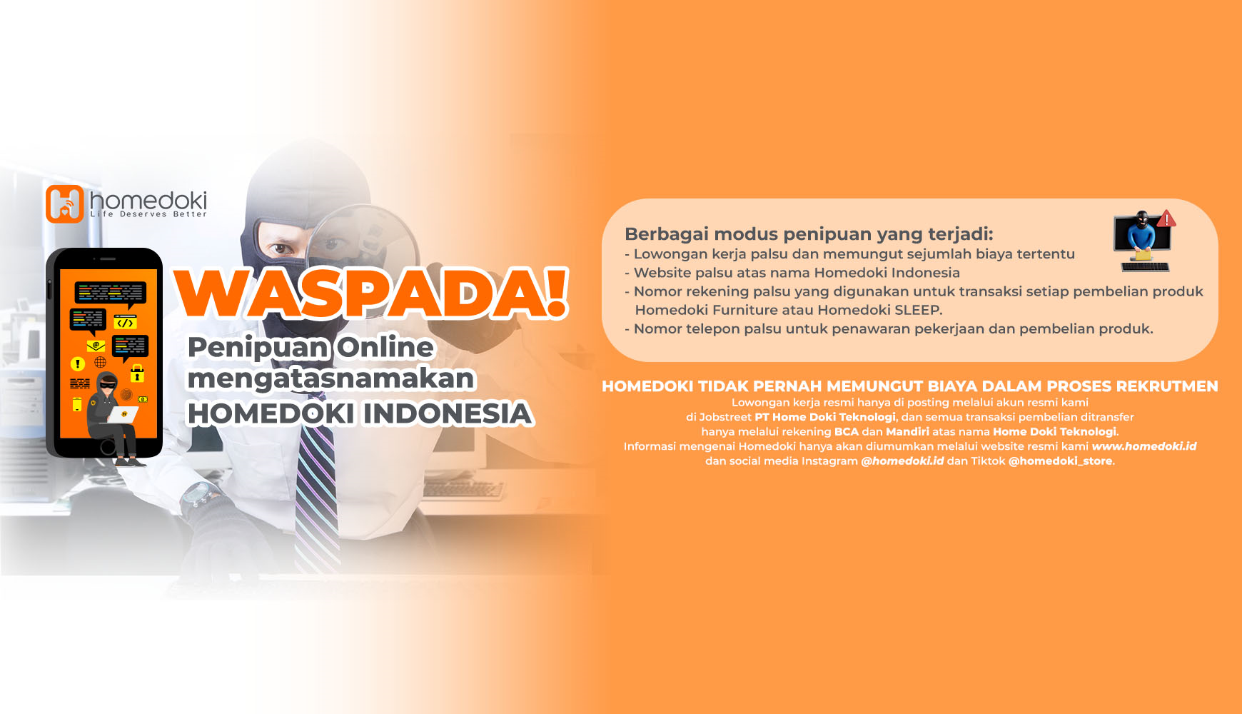 waspada penipuan atas nama homedoki